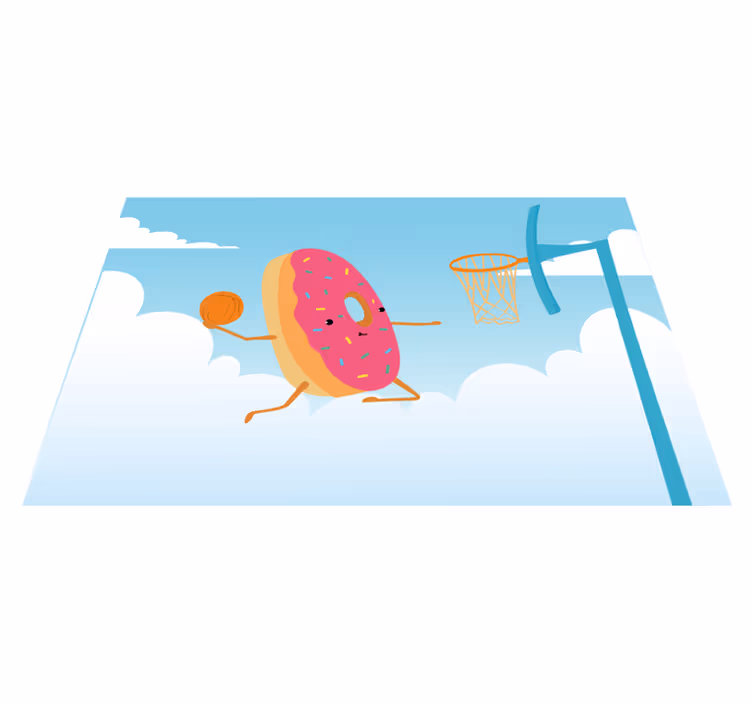 Donut playing basketball original placemats - TenStickers