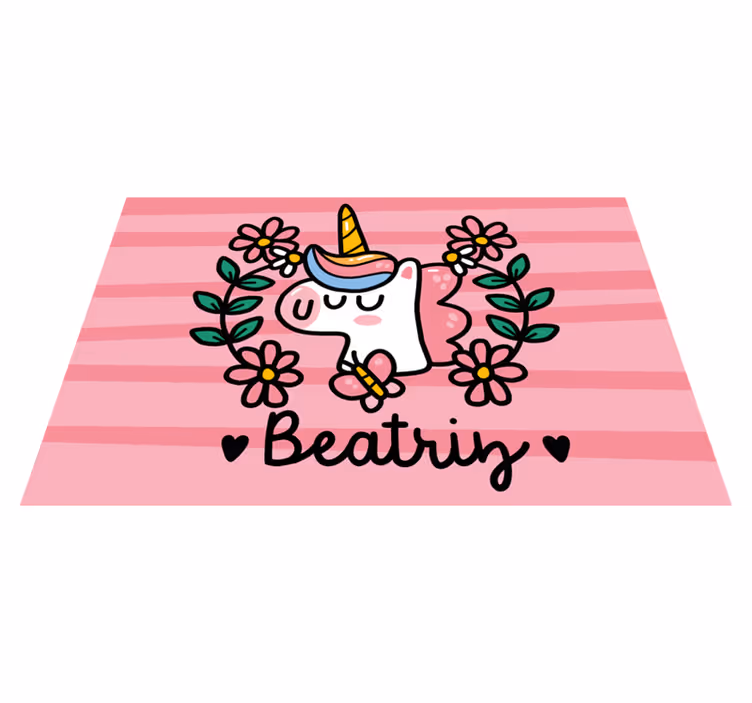 Children placemat whimsical unicorn with flowers - TenStickers