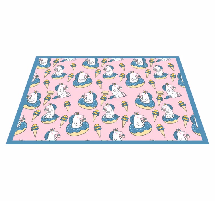 Children placemat unicorns enjoying ice cream - TenStickers