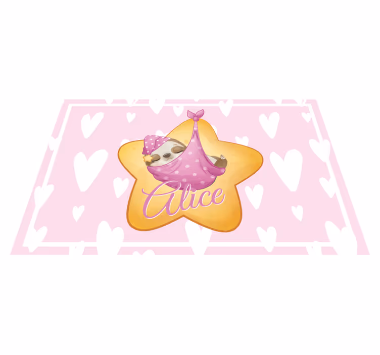 Cute sloth for girl with name placemats - TenStickers