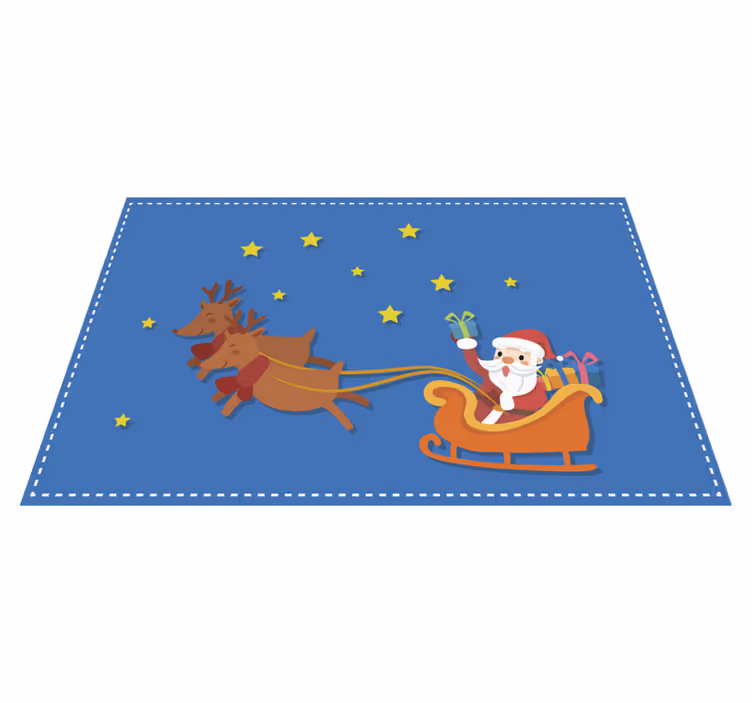 Cartoon Santa in his sleigh Christmas placemats - TenStickers
