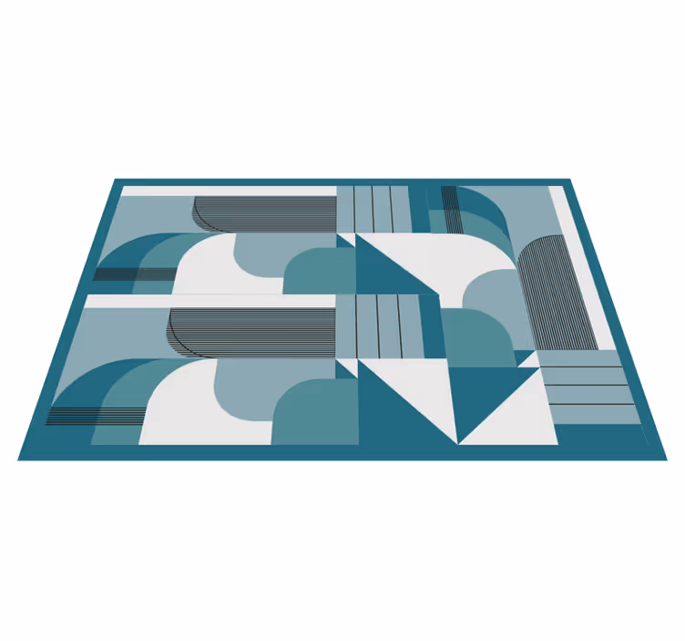 Modern placemat with geometric teal patterns - TenStickers
