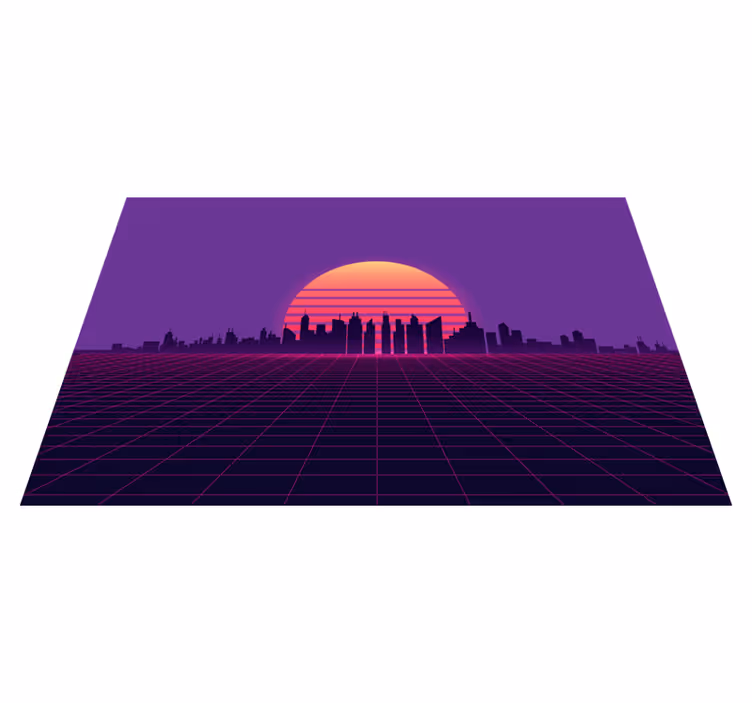 Modern placemat sunset skyline scene - TenStickers