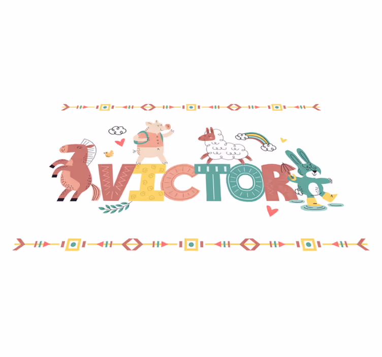 Farm kid animals with customize name  placemats - TenStickers