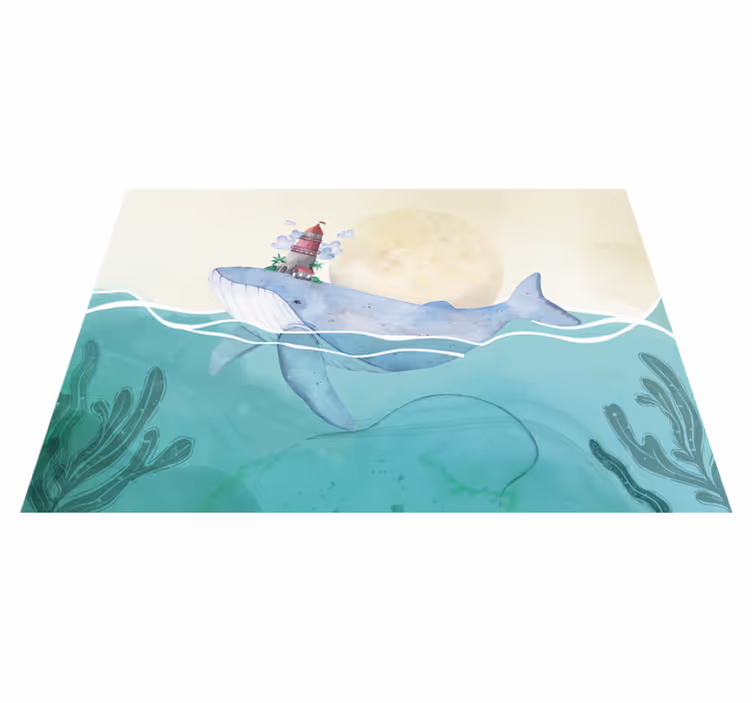 Children placemat whale with lighthouse design - TenStickers