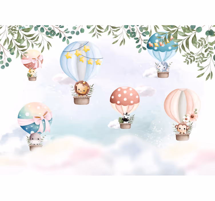 Air balloon animals nursery wall mural - TenStickers