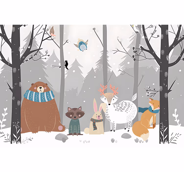 forest animals cartoon nursery wall mural - TenStickers