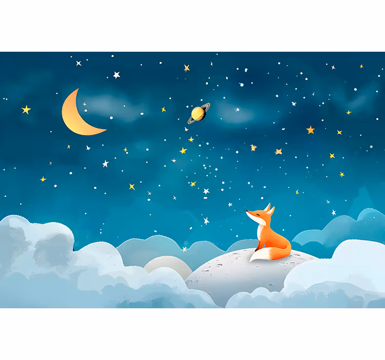 Fox on the sky nursery wall mural - TenStickers