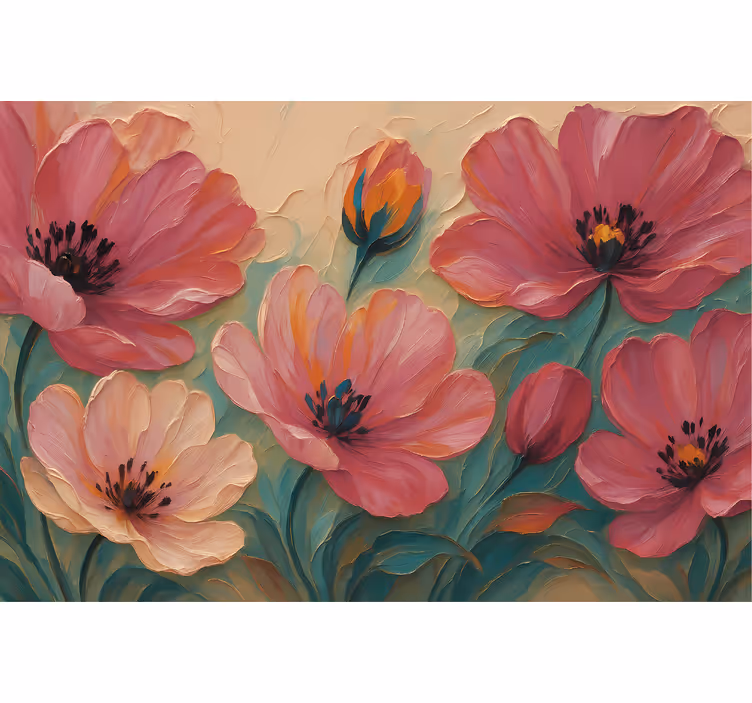 Painted flower art bathroom mural - TenStickers