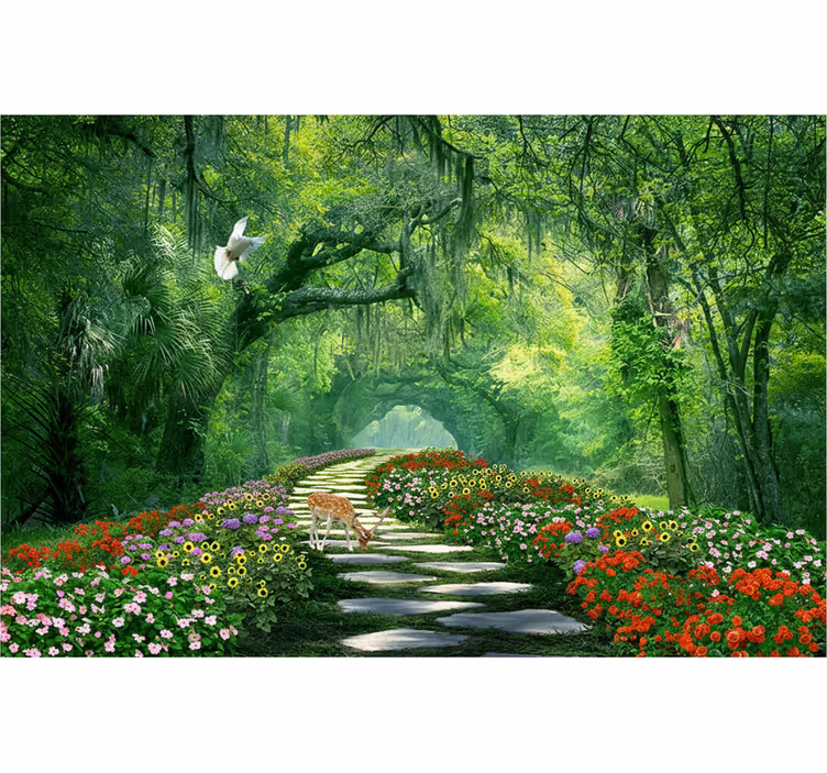 Forest wall mural surreal woodland path - TenStickers