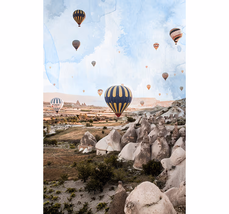 Desert wall mural with cappadocia hot air balloons - TenStickers