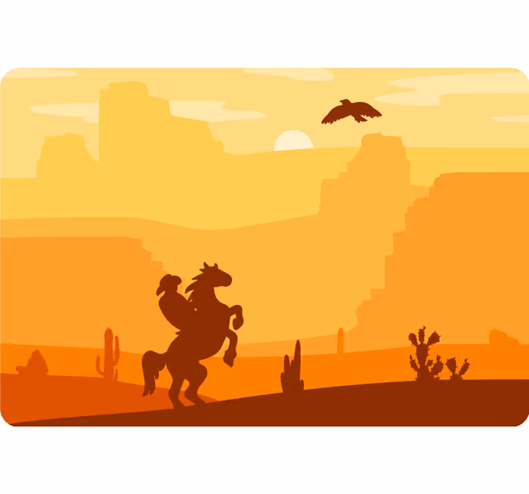 Desert wall mural cowboy landscape art - TenStickers
