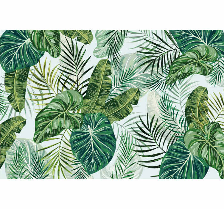 Jungle wall mural table sticker with fern leaves - TenStickers