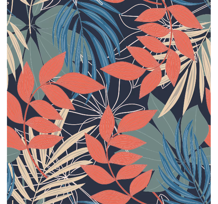 Jungle wall mural with modern elegant flora and fauna - TenStickers