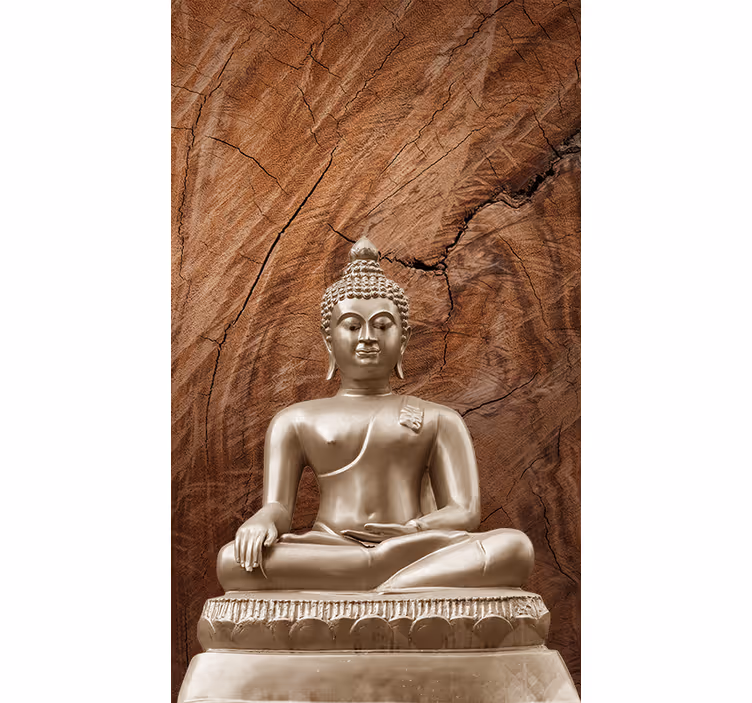 Buddha mural wooden buddha - TenStickers