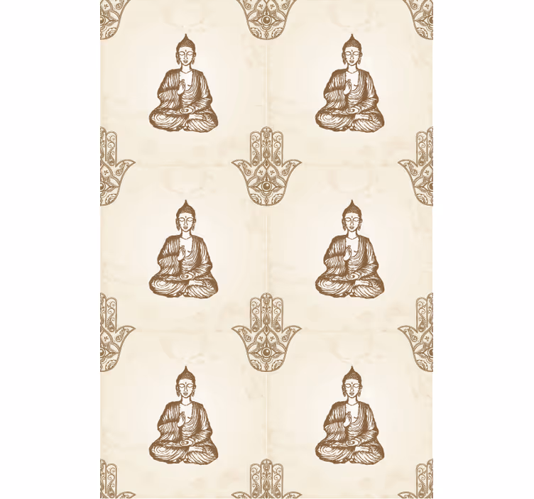 Buddha mural hamsa hand symbol art - TenStickers