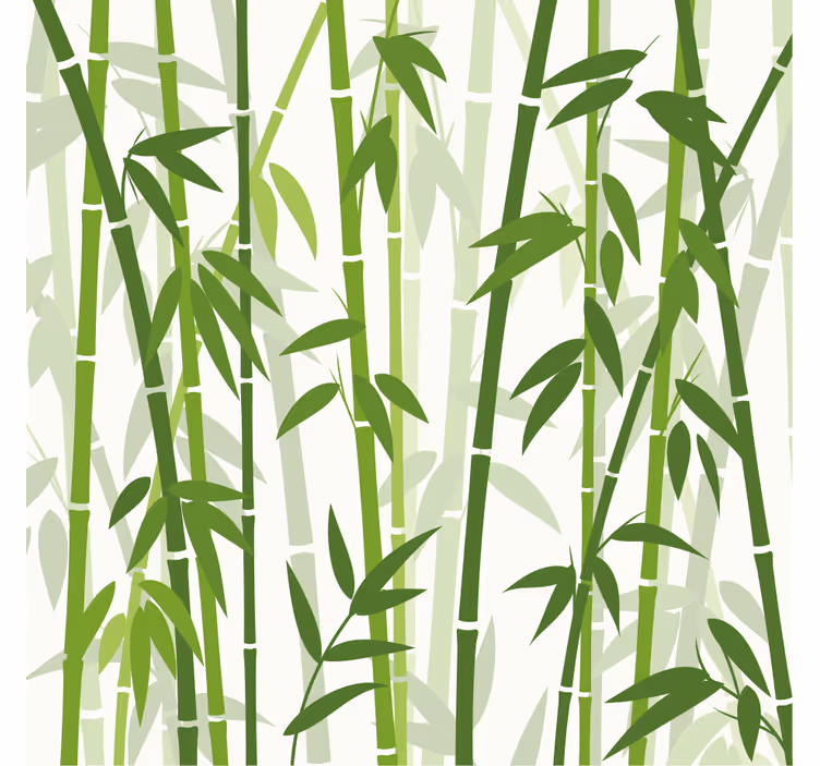 Bathroom mural featuring green bamboo sticks with leaves - TenStickers