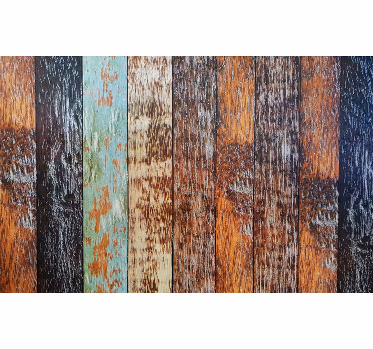 Bathroom mural with wooden tiles - TenStickers
