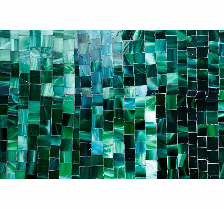 Bathroom mural in gradient green mosaic tile - TenStickers