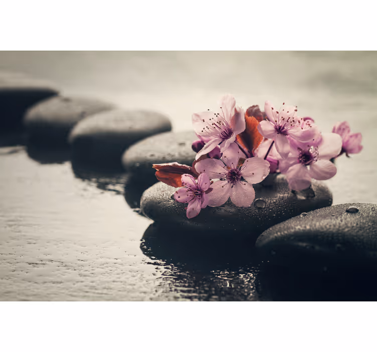 Zen flowers bathroom mural - TenStickers