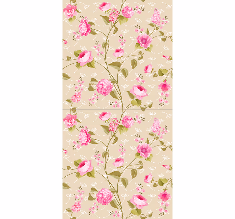 Bathroom mural vintage floral print - TenStickers