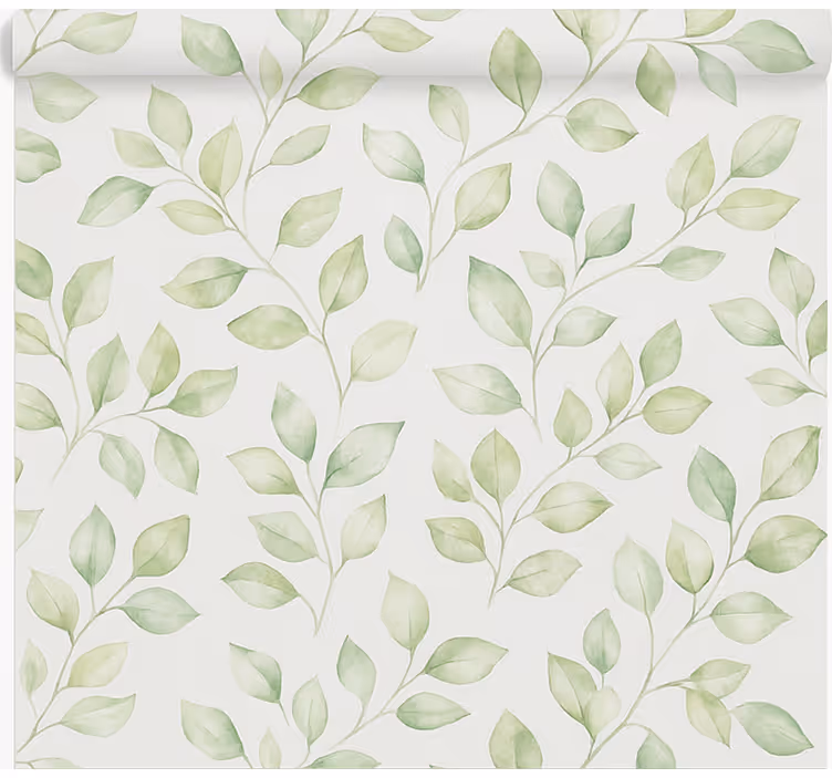 Bathroom mural white background with leaves - TenStickers