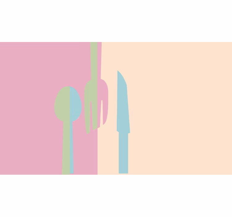 Kitchen wall mural pastel color utensils - TenStickers