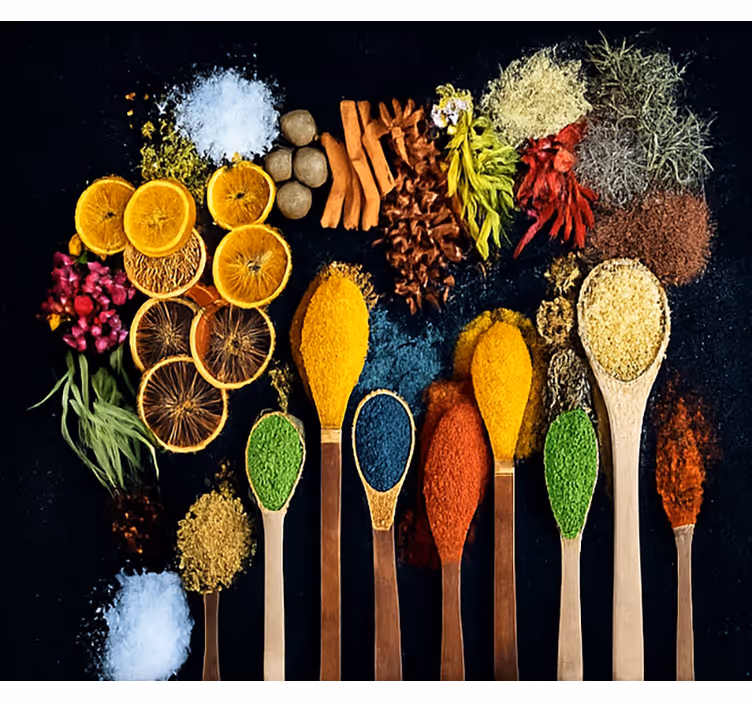 Kitchen wall mural wooden spoon with spices - TenStickers