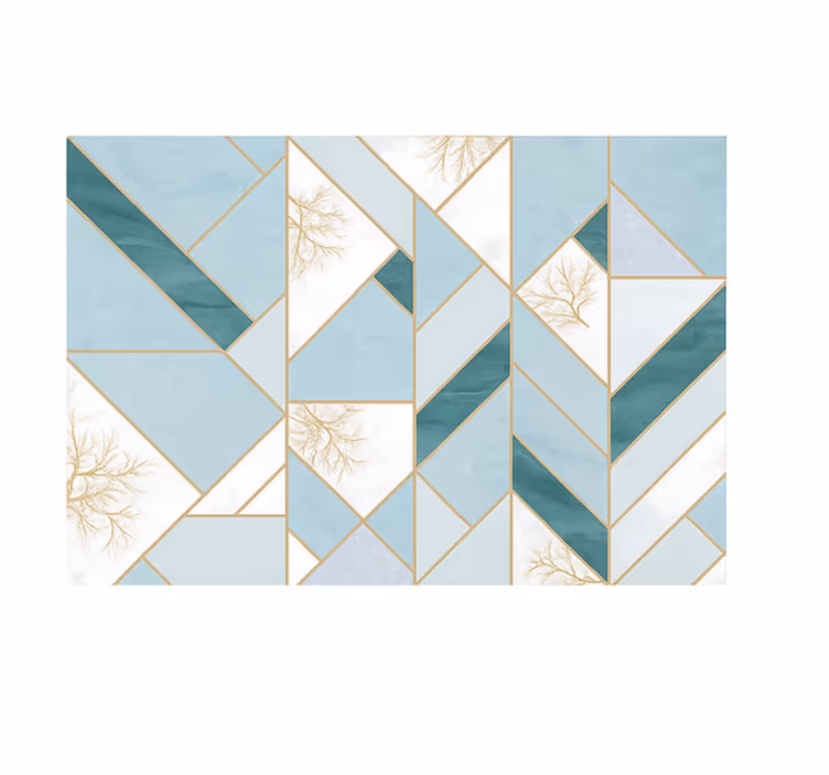 Kitchen wall mural aqua geometric design - TenStickers