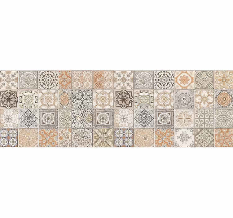 Beige wall mural vintage warm collage - TenStickers