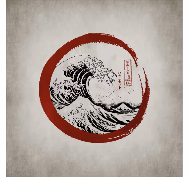 Beige wall mural the great wave off kanagawa - TenStickers