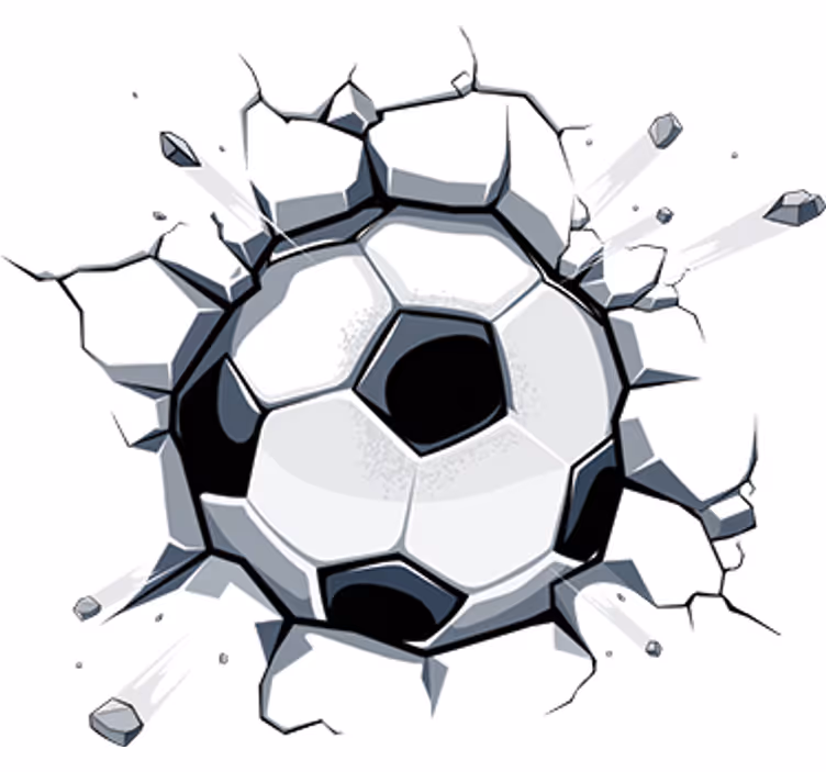 White wall mural 3d children's football design - TenStickers