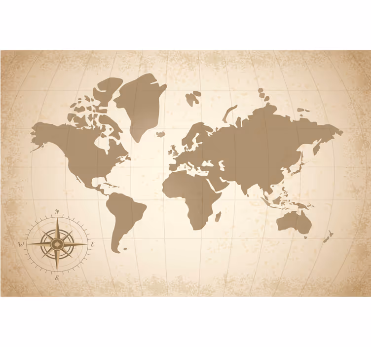 Beige wall mural vintage world map design - TenStickers