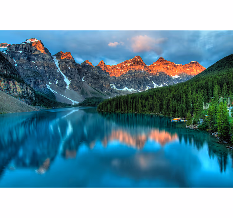 Blue wall mural colourful lake aesthetic art - TenStickers