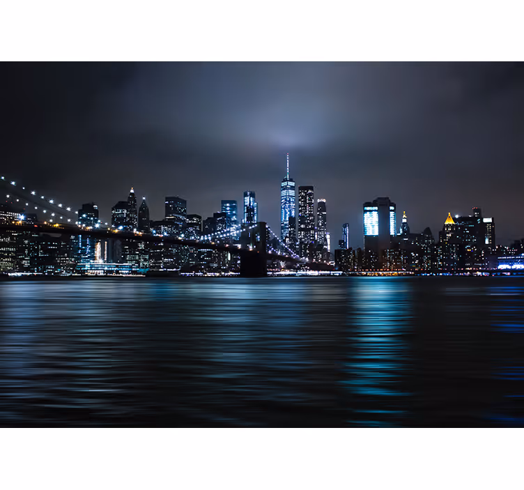 Black wall mural urban night cityscape - TenStickers