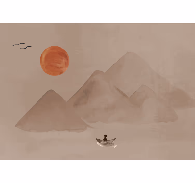 Terracotta wall mural with a japanese vibe - TenStickers