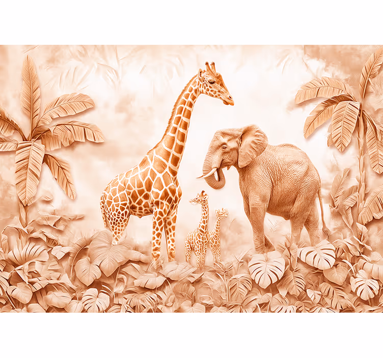 Terracotta wall mural abstract savannah - TenStickers
