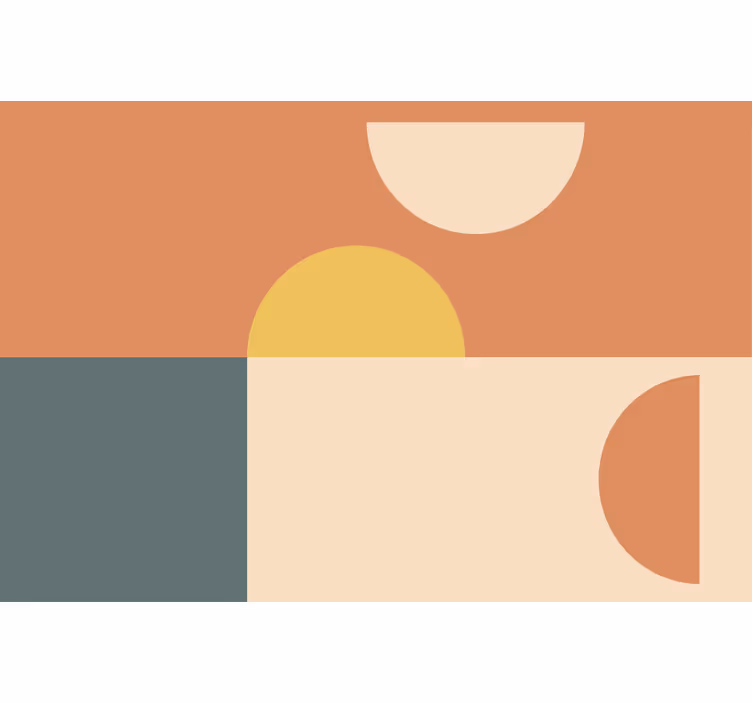 Hallway wall mural geometric semi-circles and rectangles - TenStickers