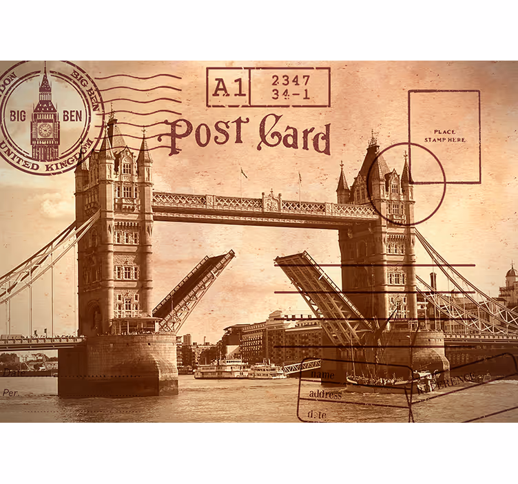 London wall mural vintage london postcard art - TenStickers