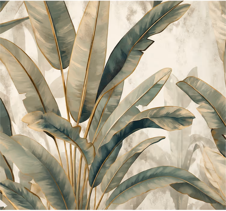 Nature wall mural jungle leaves sand texture - TenStickers