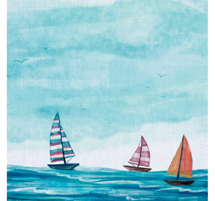 Blue wall mural of sails in blue tones - TenStickers