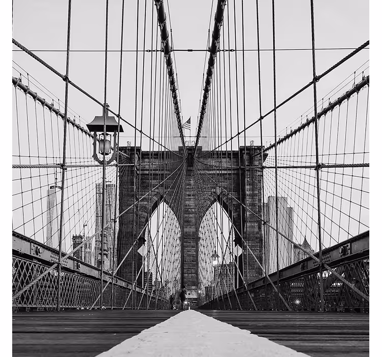 Hallway wall mural black and white brooklyn bridge - TenStickers