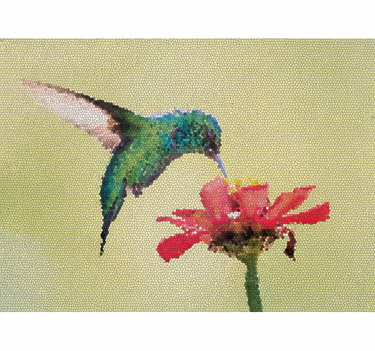 Hallway wall mural colorful birds mosaic - TenStickers