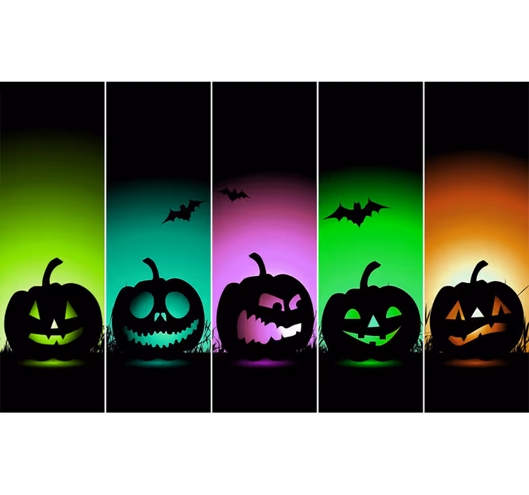 Halloween wall mural halloween pumpkin faces - TenStickers