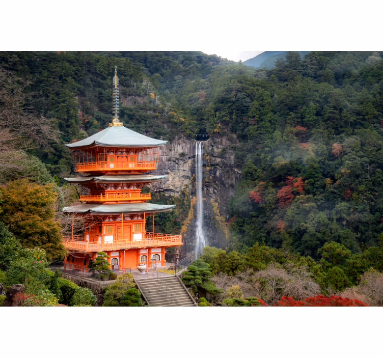 Historic Japanese Pagoda landscape mural - TenStickers