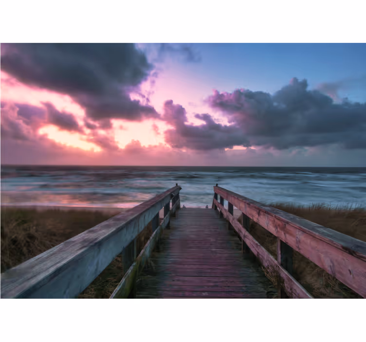 Pink clouds and a deck Sky Wall Mural - TenStickers