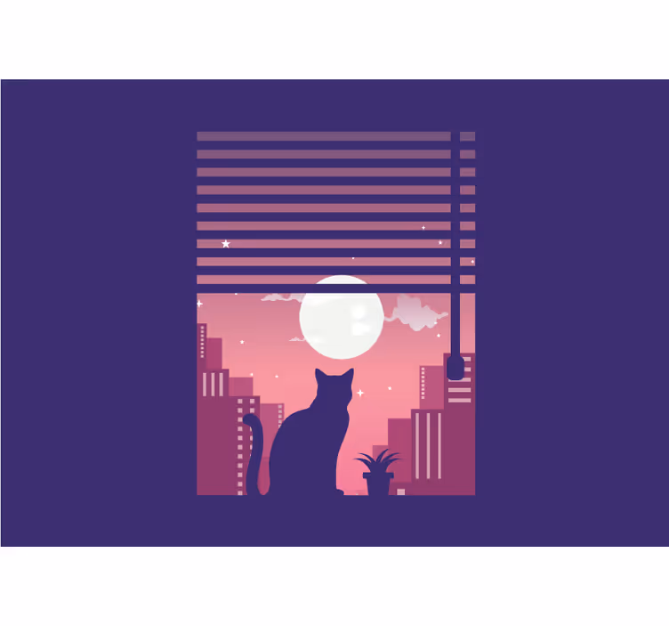 Cat Silhouette Nightview animal mural - TenStickers