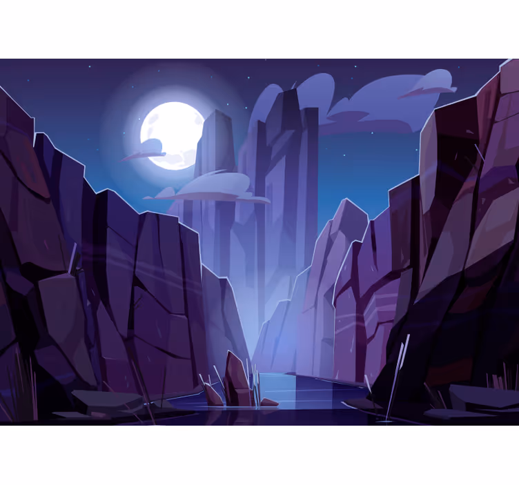 Lunar Illuminated Rocky Scenery landscape mural - TenStickers