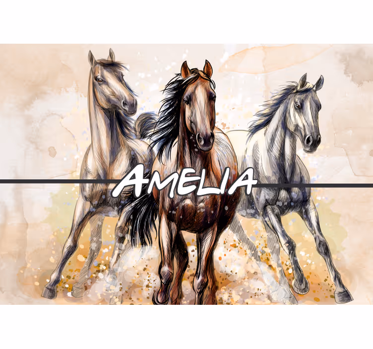 Running Horses Trio animal mural - TenStickers