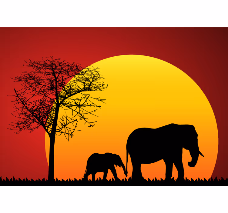 Elephants during Dusk animal mural - TenStickers